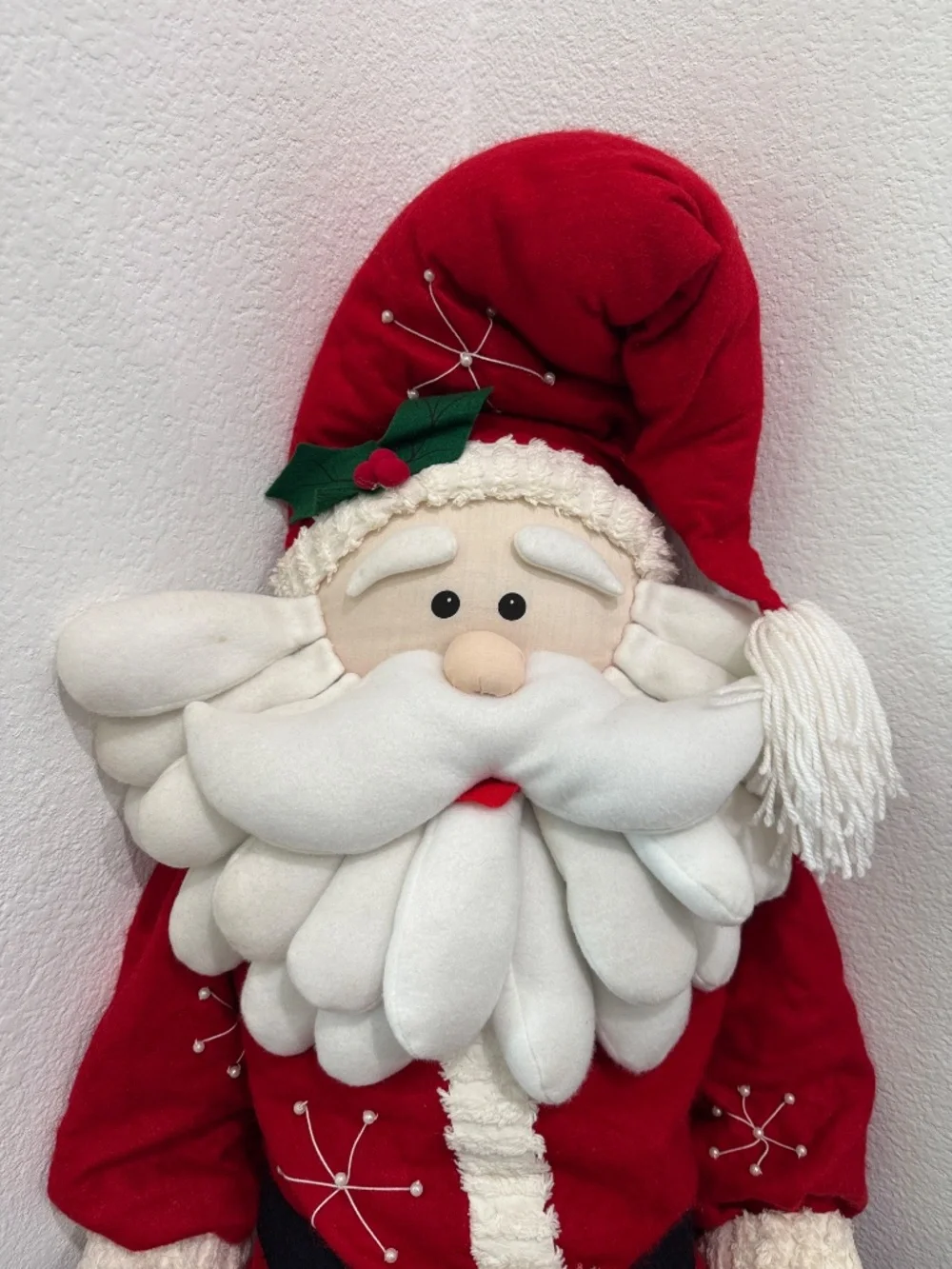 Vintage 4ft Giant Santa Claus Shelf Sitter Plush Folk Art Christmas Floor Doll